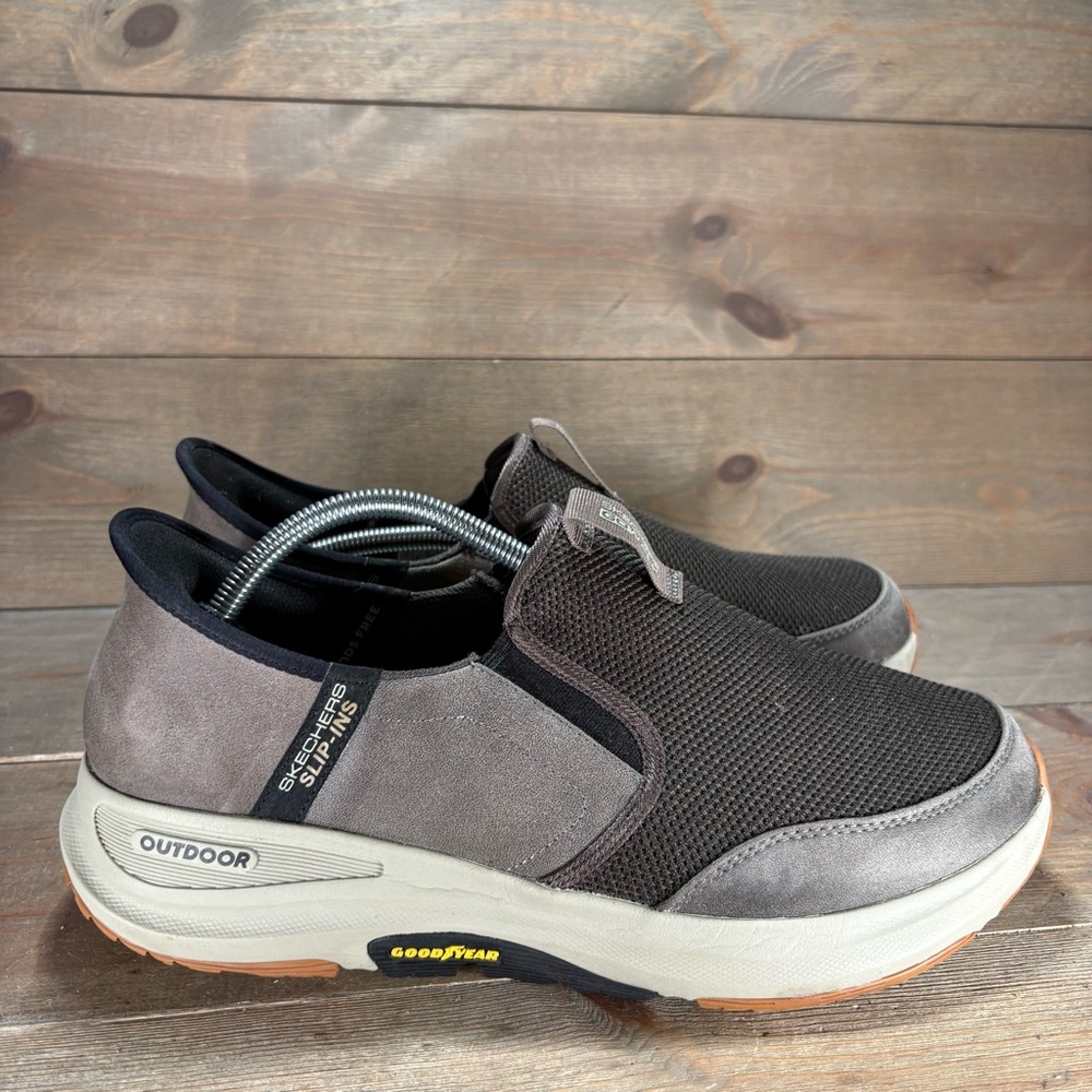 skechers go walk andes II mens size 10 shoes brown slip on comfort sneakers - Picture 2 of 9